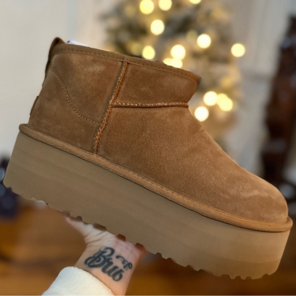🤎BNIB CLASSIC ULTRA MINI PLATFORM BOOT CHESTNUT🤎- women’s size 6 - Picture 6 of 8